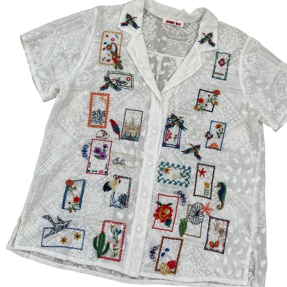 Johnny Was Cooper Embroidered Button Up Blouse - Picture 3 of 8